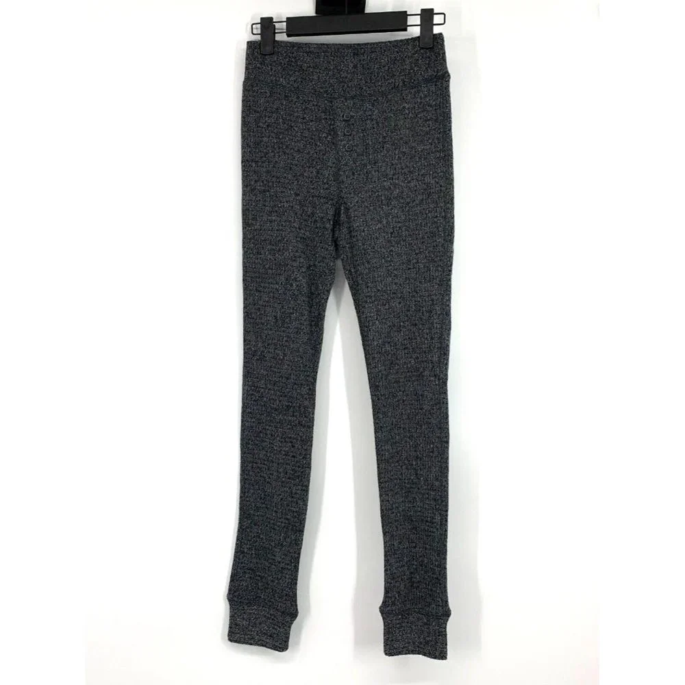 Aerie Leggings Black Gray Lounge Pull On Waffle Knit High Rise - Picture 1 of 13